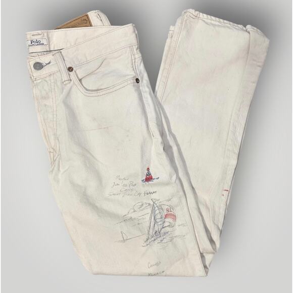 Polo Ralph Lauren Other - Polo Ralph Lauren Varick Slim Straight Jeans Men's 30x30 White Painted Nautical